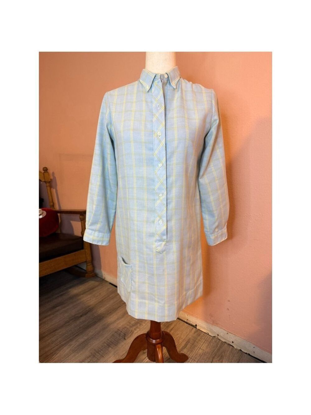 Vintage 1960s Penneys Carol Evans PENN-PREST Plaid Shift Dress - Mod Tunic sz 16